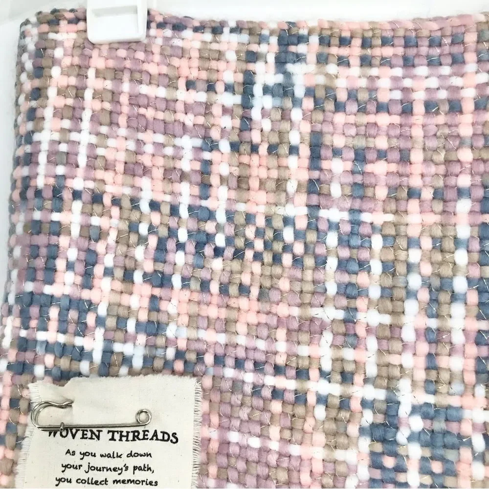 Demdaco Pink Blue Gold Metallic Soft Woven Yarn Infinite Scarf NWOT
